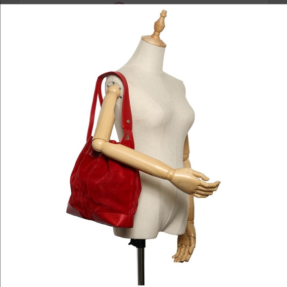 Burberry Red Suede Bucket Bag - Picture 3 of 6